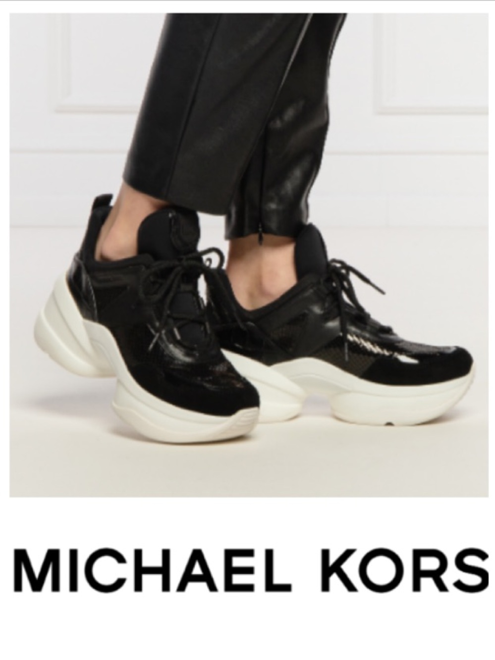 Michael Kors Olympia Leather Mixed-Media Trainer (7)